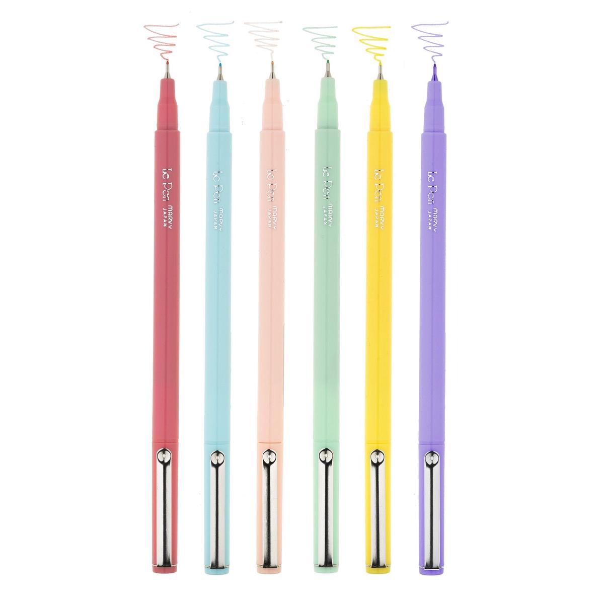 Le Pen Fine Point Pastel Set 6/Pkg Uchida