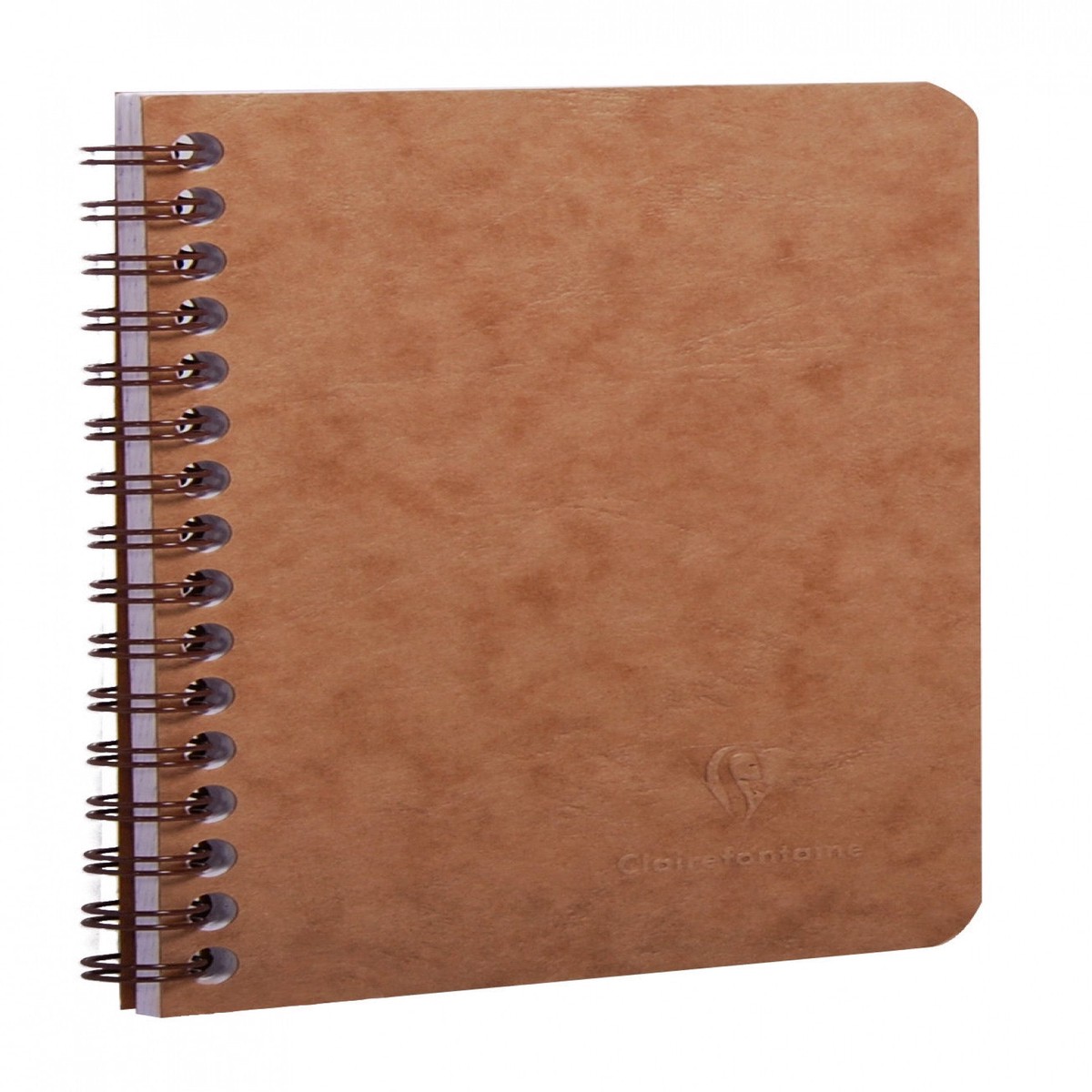 Clairefontaine Basics - A5 Side Wirebound Notebook With Pockets- Tan Lined