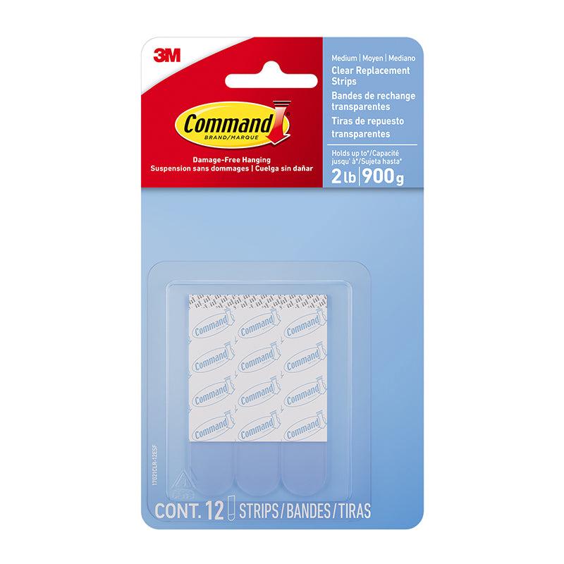 3m Command Clear Medium Refill Strips, 17021clr-12esf