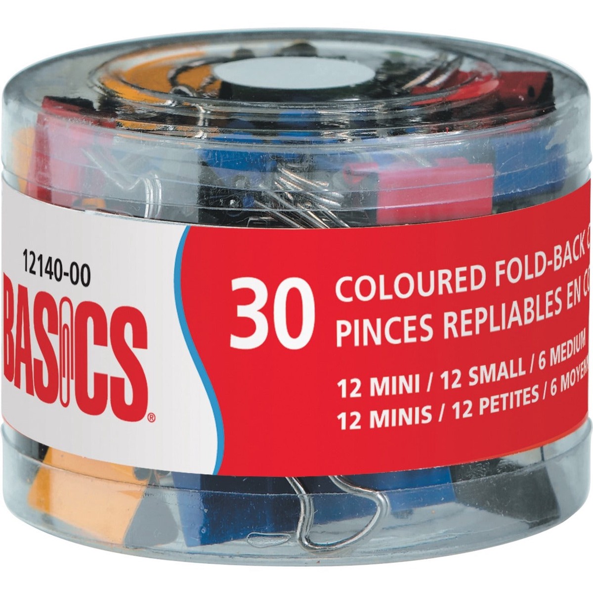 Basics Fold-Back Clips Sizes Assorted 30/tub