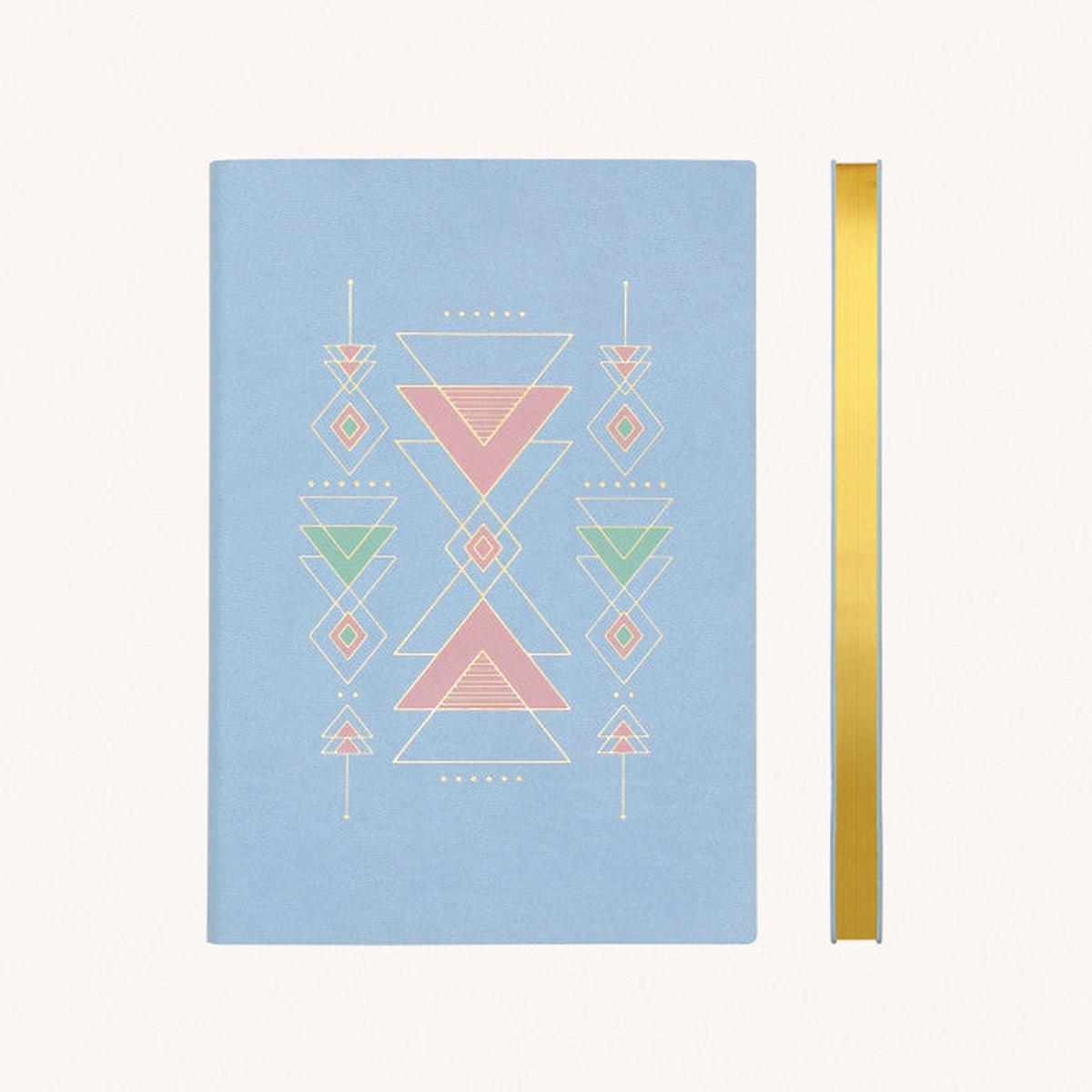 Flat Geo Grid Notebook A5 Sky Blue