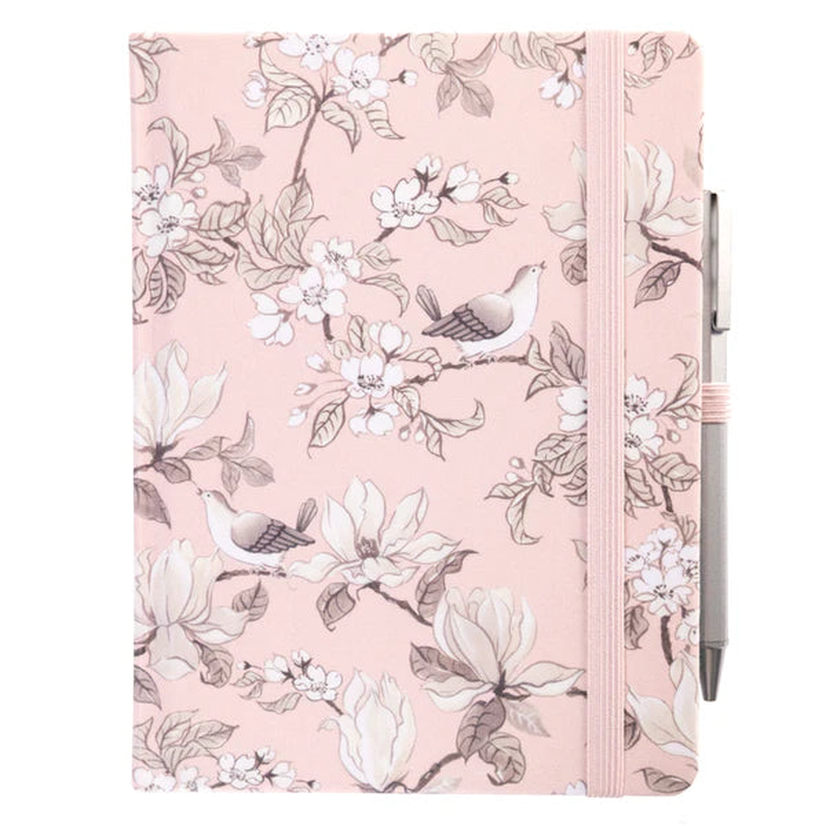 Birds Fabric-Bound Journal with Pen