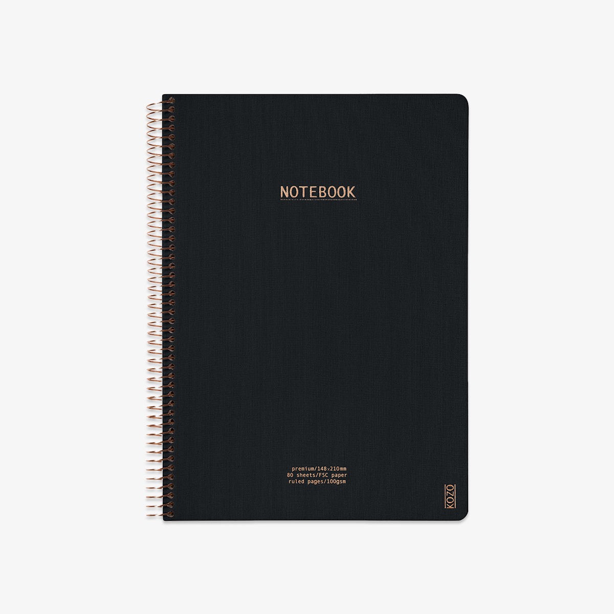 KOZO SPIRAL-BOUND NOTEBOOK A4 // BLACK