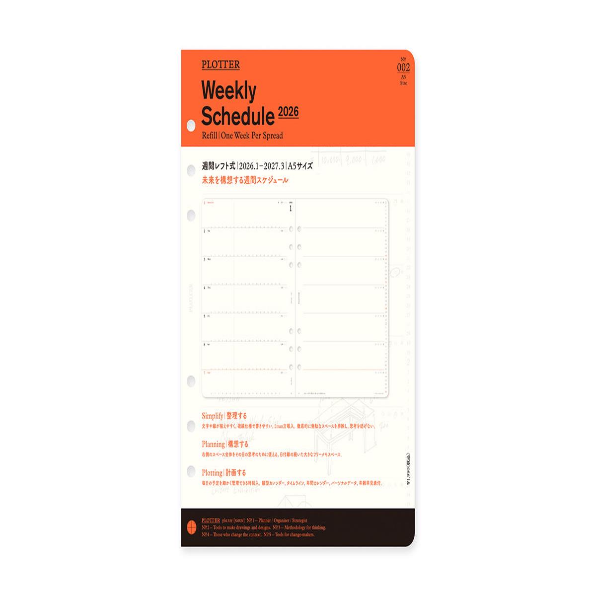 PLOTTER Schedule Refill 2026 - Weekly - A5 Size