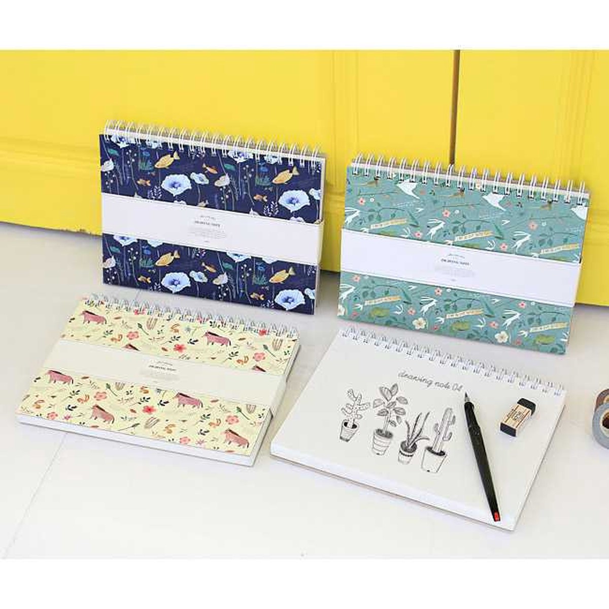 Indigo Willow story pattern lined drawing wirebound notebook