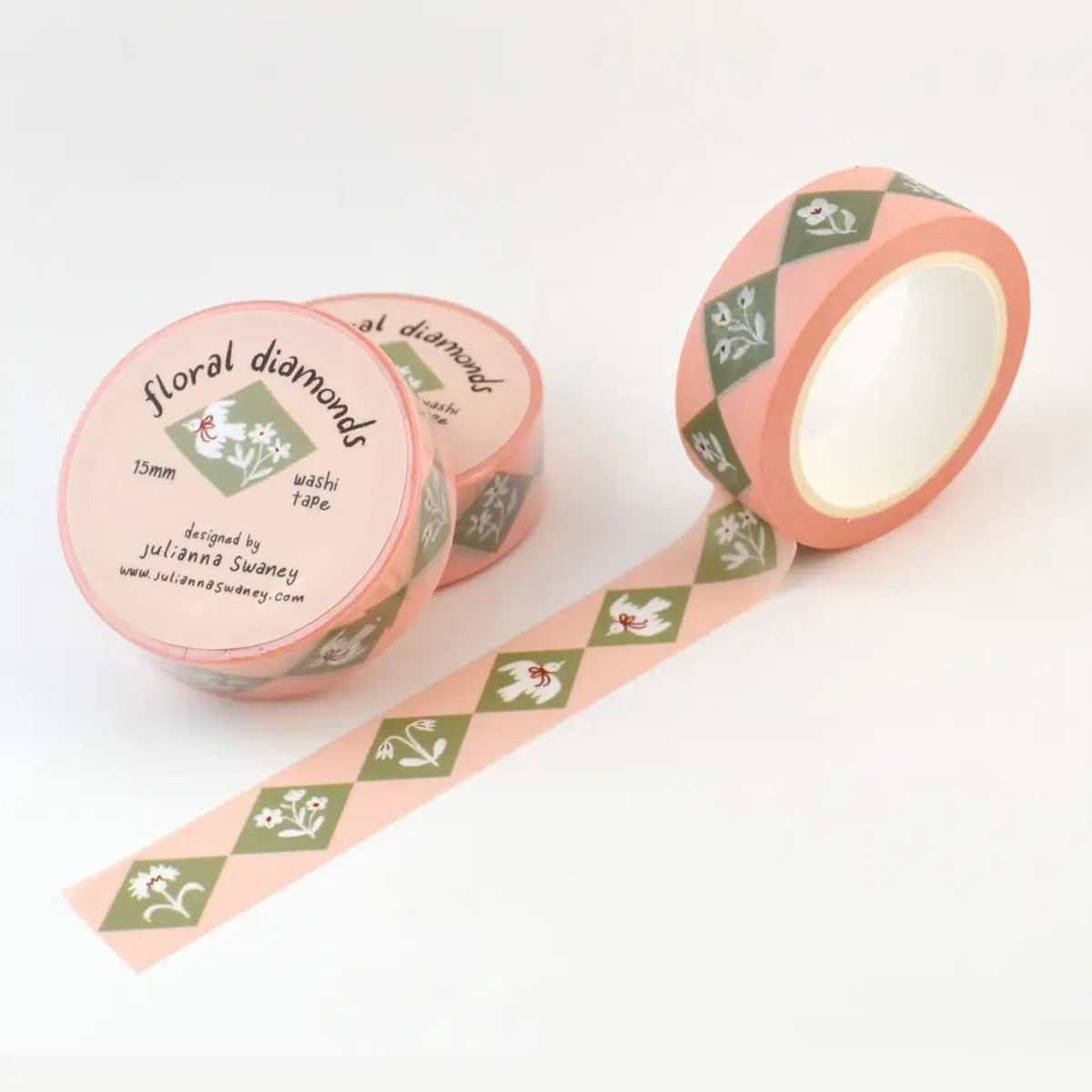 Julianna Swaney - Floral Diamonds Green Washi Tape